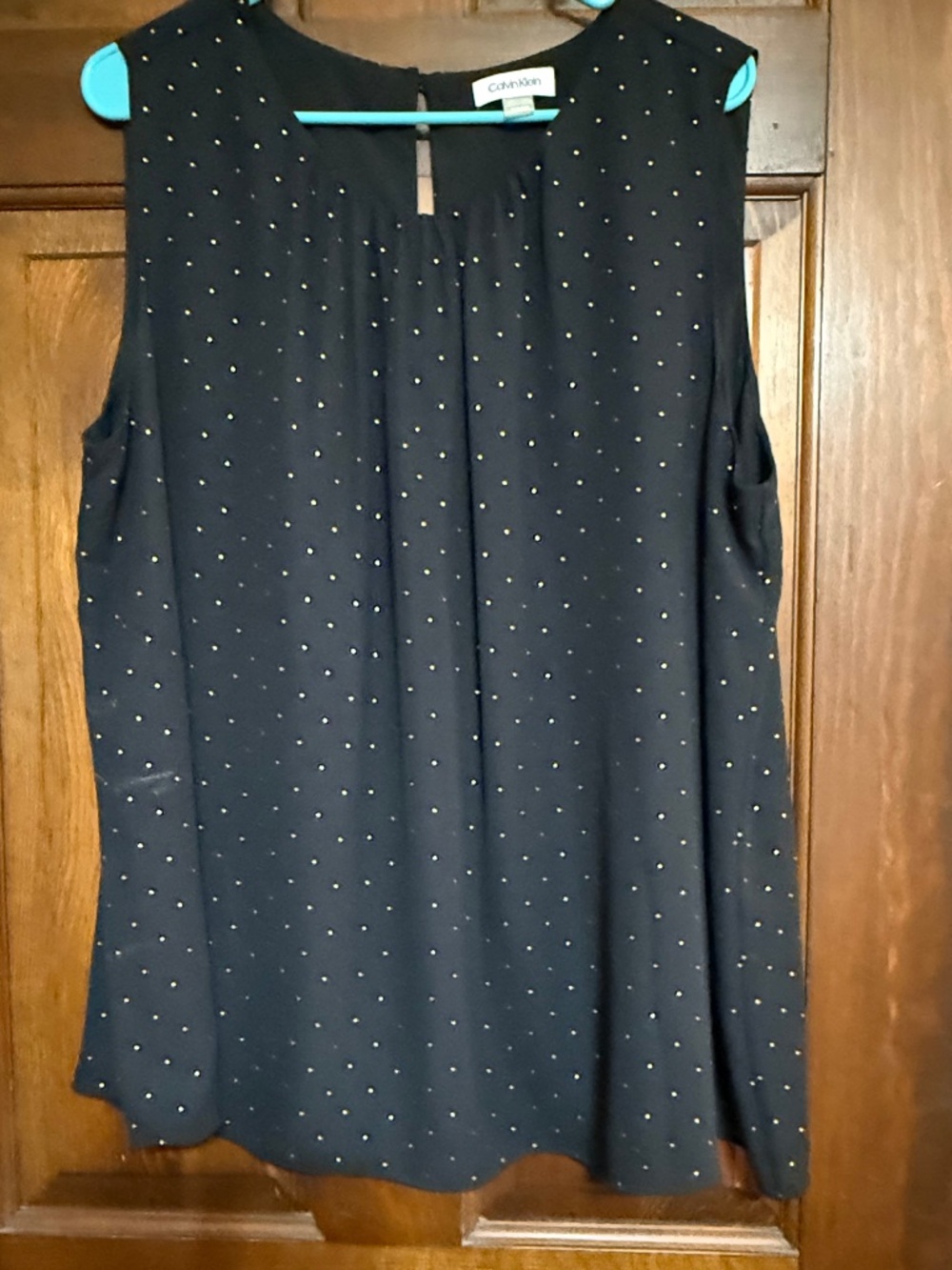 CALVIN KLEIN BLOUSE BLACK WITH GOLD EMBELLISHMENT, 1X